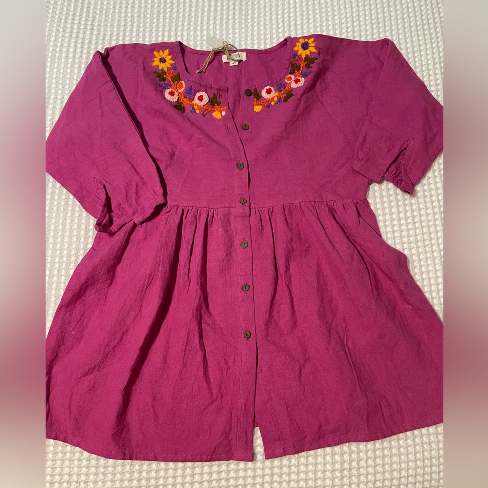 NWT Akshu & Ing - Floral Embroidered Magenta Dress